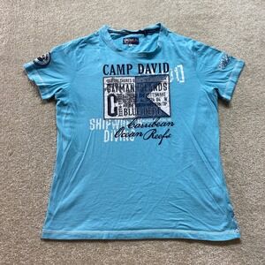 Camp‎ David Blue Dept Shirt Mens Large Short Sleeve Crew Neck Cayman Islands